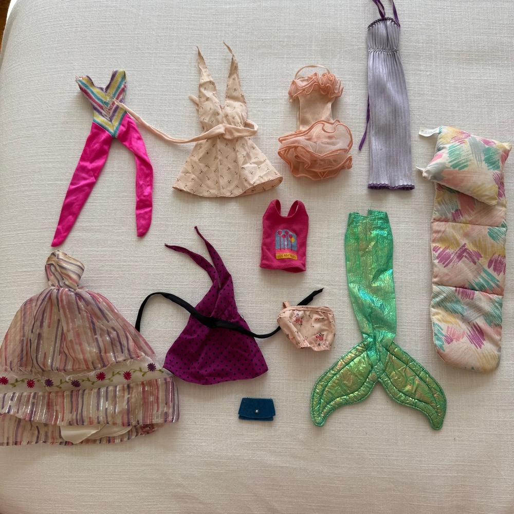Vintage Mattel Barbie Doll Clothes Lot Mermaid Tail 1987 Sleeping Bag Purse